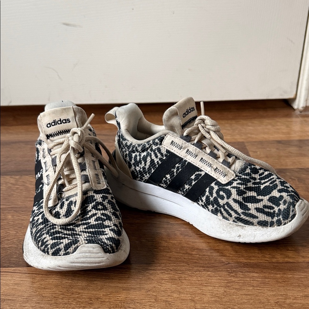 Adidas Black and Cream Patterned Sneakers